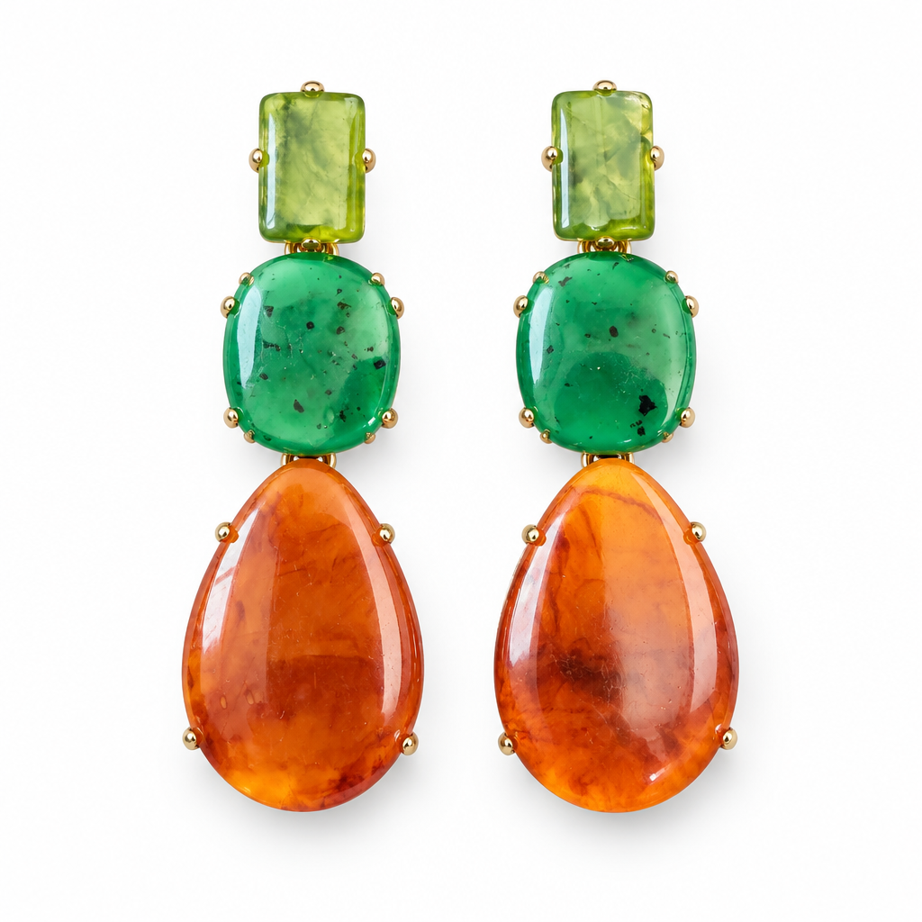 JORGINA - BOUCLES D'OREILLES DORÉES LONGUES - 3 COULEURS