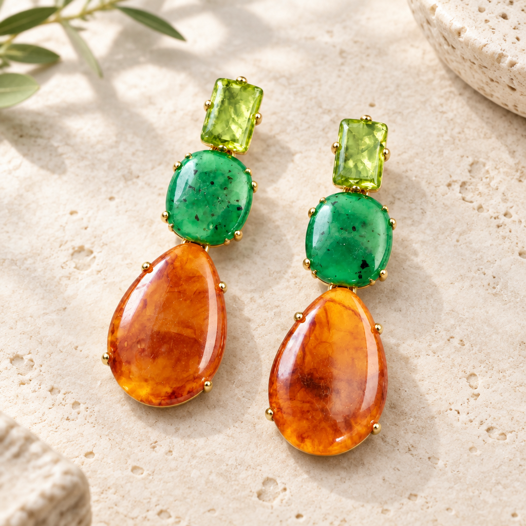 JORGINA - BOUCLES D'OREILLES DORÉES LONGUES - 3 COULEURS