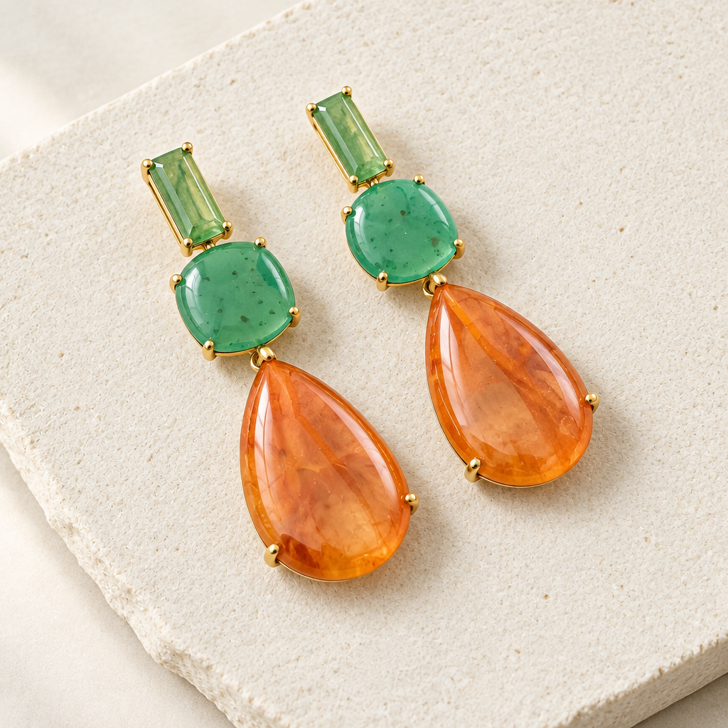 JORGINA - BOUCLES D'OREILLES DORÉES LONGUES - 3 COULEURS