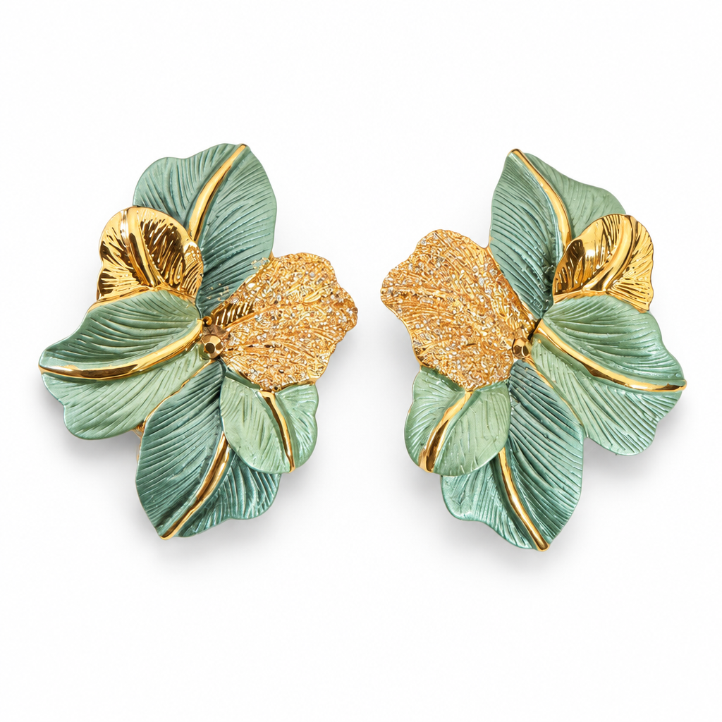 JORGINA - BOUCLES D'OREILLES FLEURS DORÉES ET ÉMAILLÉES - 4 COULEURS