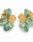 JORGINA - BOUCLES D'OREILLES FLEURS DORÉES ET ÉMAILLÉES - 4 COULEURS