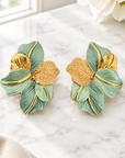 JORGINA - BOUCLES D'OREILLES FLEURS DORÉES ET ÉMAILLÉES - 4 COULEURS