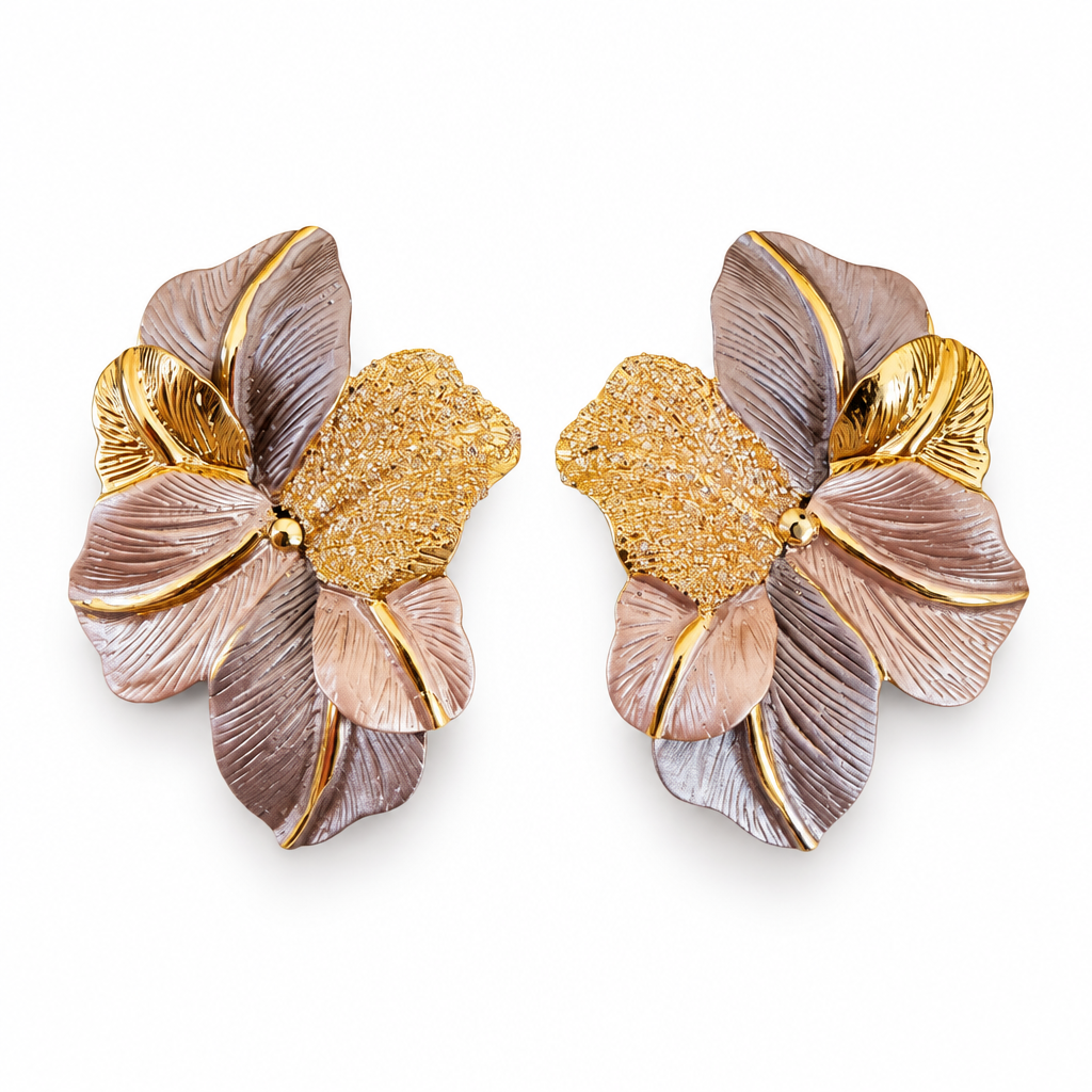 JORGINA - BOUCLES D'OREILLES FLEURS DORÉES ET ÉMAILLÉES - 4 COULEURS