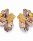JORGINA - BOUCLES D'OREILLES FLEURS DORÉES ET ÉMAILLÉES - 4 COULEURS