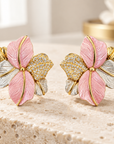 JORGINA - BOUCLES D'OREILLES FLEURS DORÉES ET ÉMAILLÉES - 4 COULEURS
