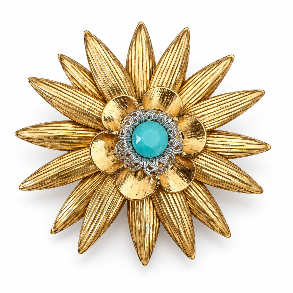 GAS BIJOUX - BROCHE RADIANCE DORÉE - 3 MODELES - RARE