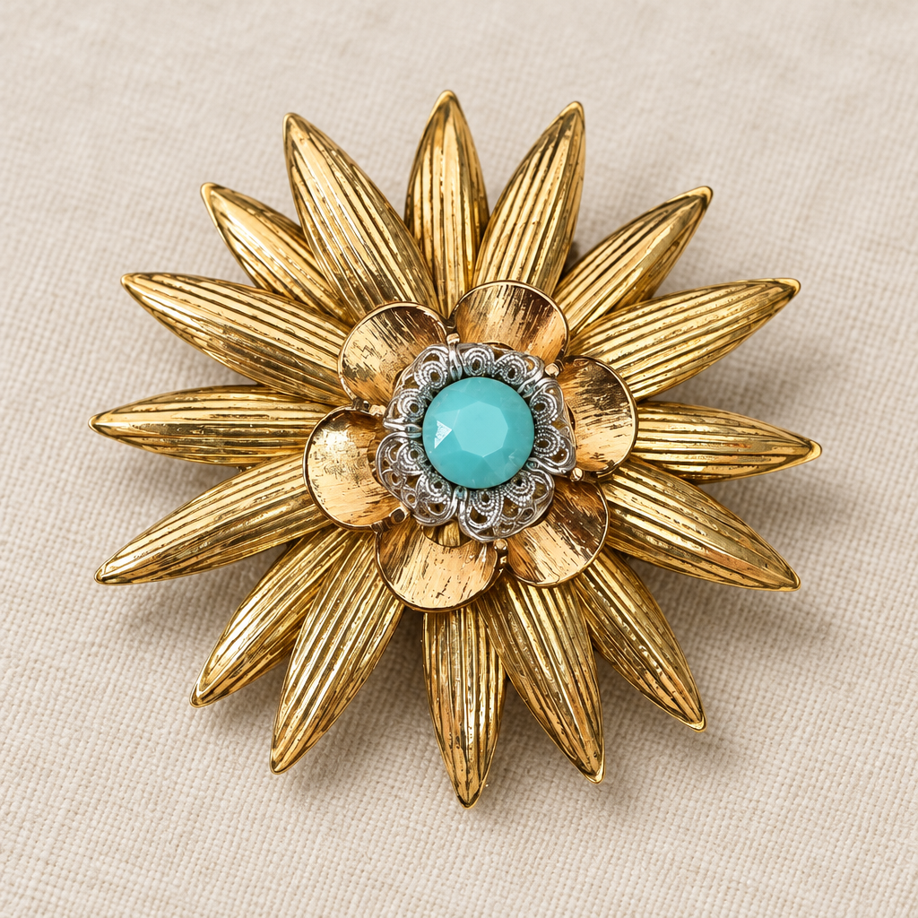 GAS BIJOUX - BROCHE RADIANCE DORÉE - 3 MODELES - RARE