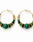 GAS BIJOUX - BOUCLES D'OREILLES CREOLES DORÉES - TONS DE VERTS