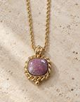 GAS BIJOUX - COLLIER AMARANTE DORÉ - RHODOCHROSITE