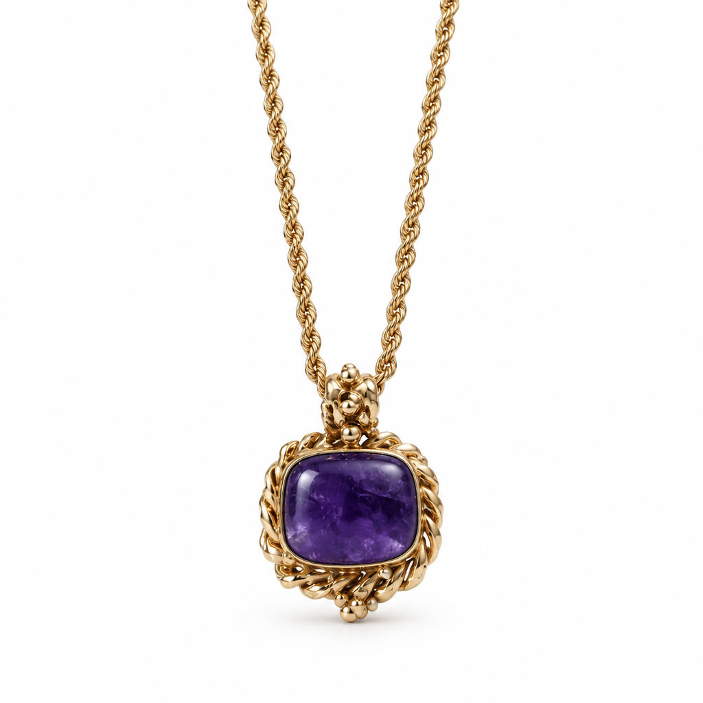 GAS BIJOUX - COLLIER AMARANTE DORÉ - AMÉTHYSTE