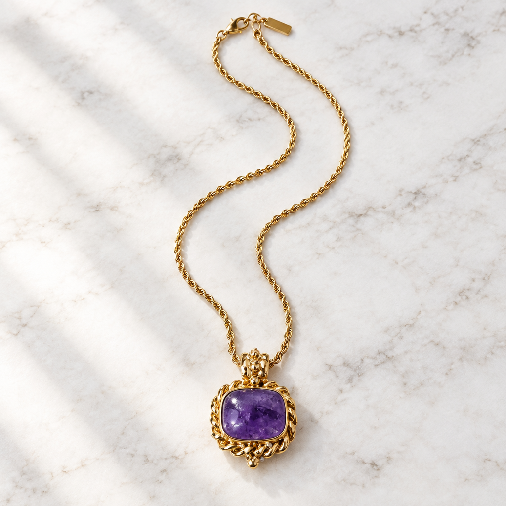 GAS BIJOUX - COLLIER AMARANTE DORÉ - AMÉTHYSTE