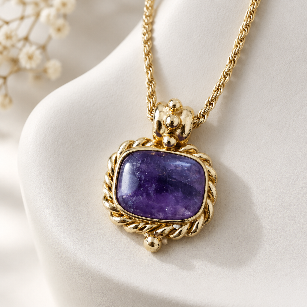 GAS BIJOUX - COLLIER AMARANTE DORÉ - AMÉTHYSTE