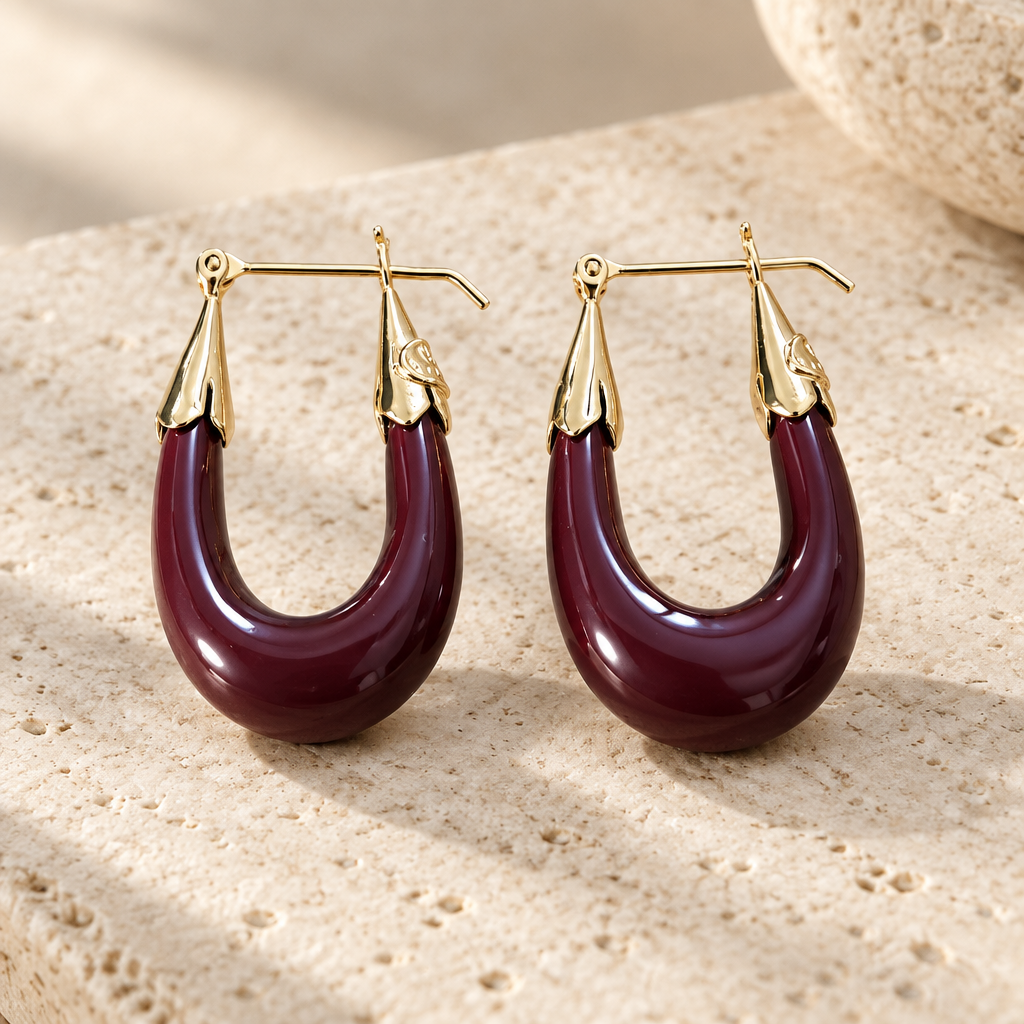 GAS BIJOUX - BOUCLES D'OREILLES ECUME PETIT MODELE - ACÉTATE BORDEAUX
