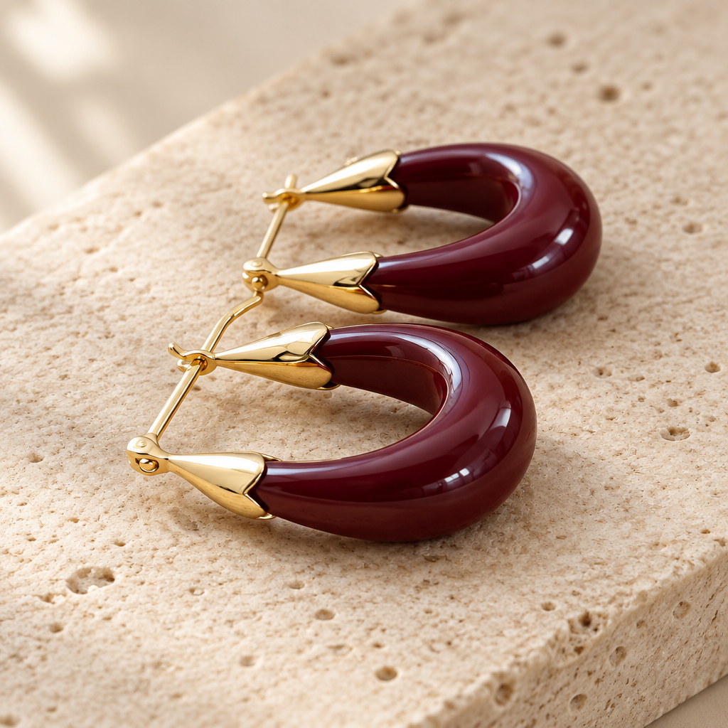 GAS BIJOUX - BOUCLES D'OREILLES ECUME PETIT MODELE - ACÉTATE BORDEAUX
