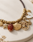 GAS BIJOUX -  COLLIER BELLAGIO DORÉ - PAMPILLES ET CORDON TONS DE MARRONS