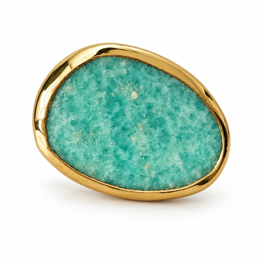 GAS BIJOUX - BAGUE AURA DORÉE PETIT MODELE - AMAZONITE - AJUSTABLE