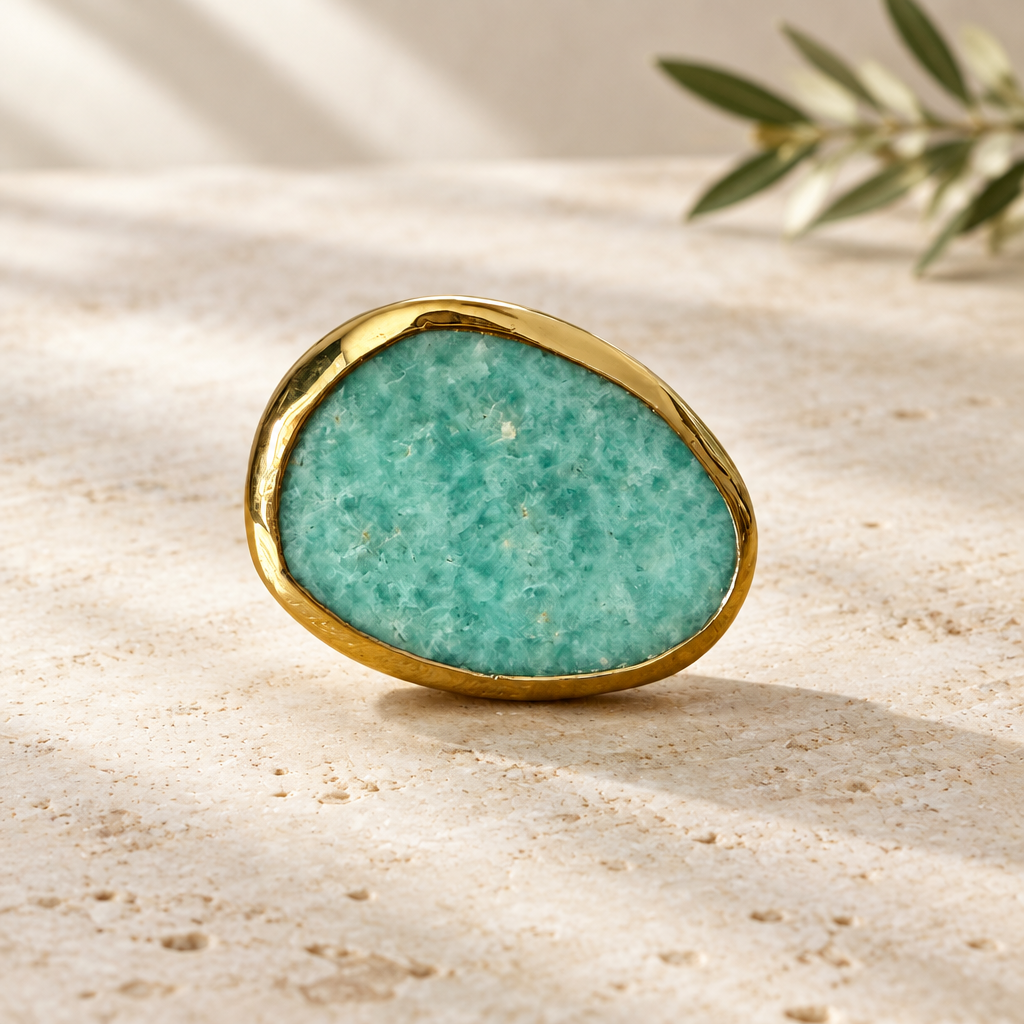 GAS BIJOUX - BAGUE AURA DORÉE PETIT MODELE - AMAZONITE - AJUSTABLE