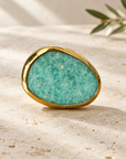 GAS BIJOUX - BAGUE AURA DORÉE PETIT MODELE - AMAZONITE - AJUSTABLE