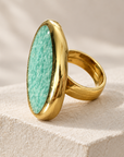 GAS BIJOUX - BAGUE AURA DORÉE PETIT MODELE - AMAZONITE - AJUSTABLE