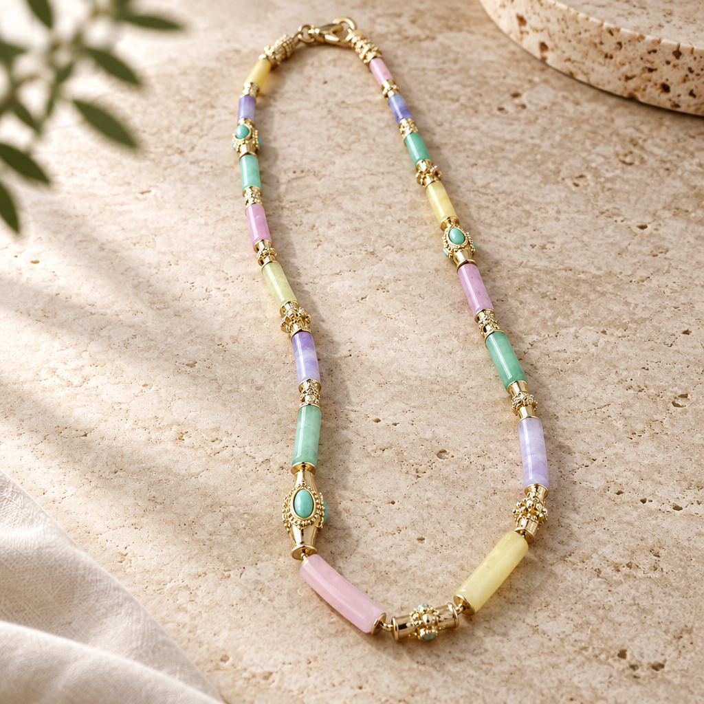 GAS BIJOUX - COLLIER KALI CABOCHONS DORÉ - PIERRES NATURELLES