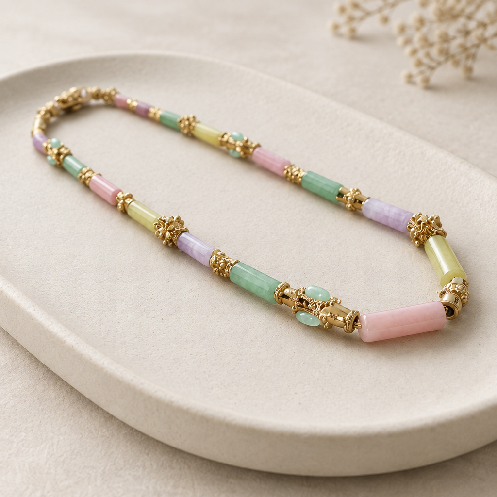 GAS BIJOUX - COLLIER KALI CABOCHONS DORÉ - PIERRES NATURELLES