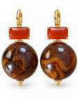GAS BIJOUX - BOUCLES D'OREILLES DECALCIA DORÉES - MARRON CRISTAL ORANGE