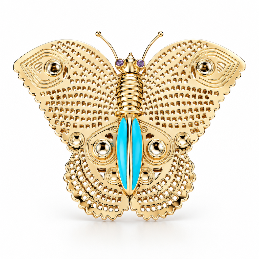 GAS BIJOUX - BROCHE PAPILLON METAL DORÉ