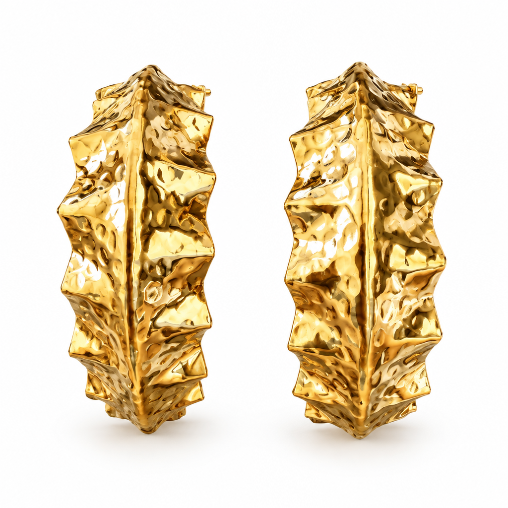 JORGINA - BOUCLES D'OREILLES CRÉOLES DORÉES ASPECT FROISSÉ - COUP DE ❤️
