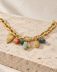 JORGINA - BRACELET PAMPILLES DORÉES - AMAZONITE ET CORNALINE