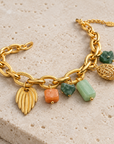 JORGINA - BRACELET PAMPILLES DORÉES - AMAZONITE ET CORNALINE