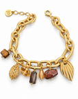 JORGINA - BRACELET PAMPILLES DORÉES - OEIL DE TIGRE ET CITRINE