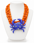 COLLECTION TOPAZE - COLLIER XXL ORANGE ET CRABE MAUVE