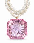 COLLECTION TOPAZE - COLLIER XXL - PERLES ET TRES GROS CABOCHON ACÉTATE CRISTAL ROSE