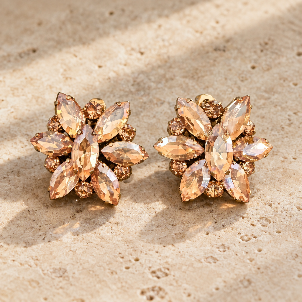 JORGINA - BOUCLES D'OREILLES DORÉES - CRISTAUX GOLD