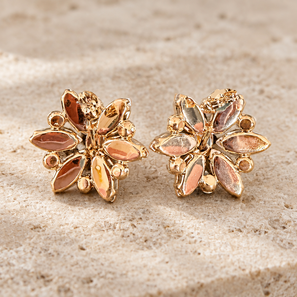 JORGINA - BOUCLES D'OREILLES DORÉES - CRISTAUX GOLD