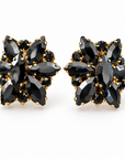 JORGINA - BOUCLES D'OREILLES DORÉES - CRISTAUX BLACK