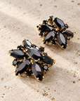 JORGINA - BOUCLES D'OREILLES DORÉES - CRISTAUX BLACK