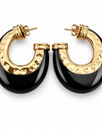 GAS BIJOUX - BOUCLES D'OREILLES CREOLES SELVA GM DORÉES - ACETATE NOIRE