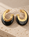 GAS BIJOUX - BOUCLES D'OREILLES CREOLES SELVA GM DORÉES - ACETATE NOIRE
