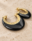 GAS BIJOUX - BOUCLES D'OREILLES CREOLES SELVA GM DORÉES - ACETATE NOIRE