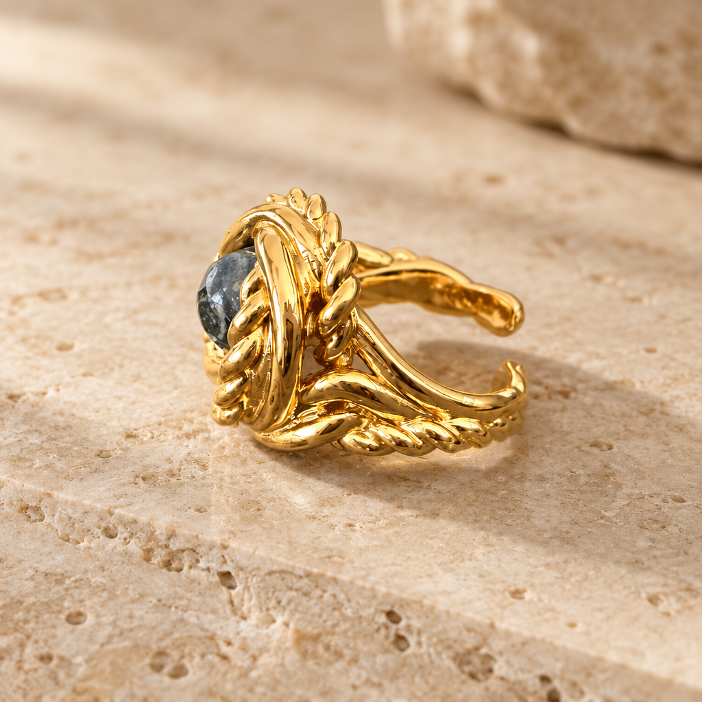 GAS BIJOUX - BAGUE ATIK DORÉE - VESSONITE - TAILLE 3
