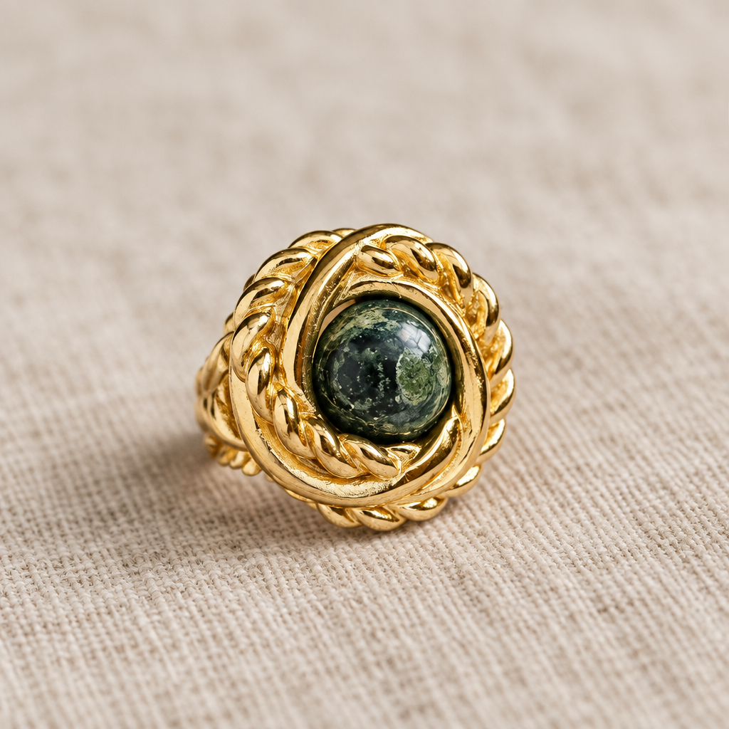 GAS BIJOUX - BAGUE ATIK DORÉE - VESSONITE - TAILLE 3