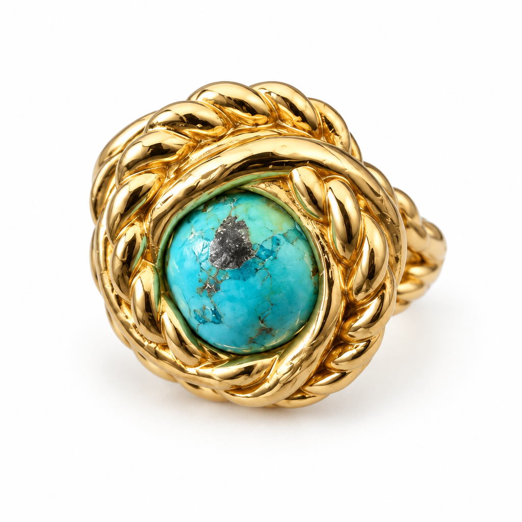 GAS BIJOUX - BAGUE ATIK DORÉE - TURQUOISE - TAILLE 3
