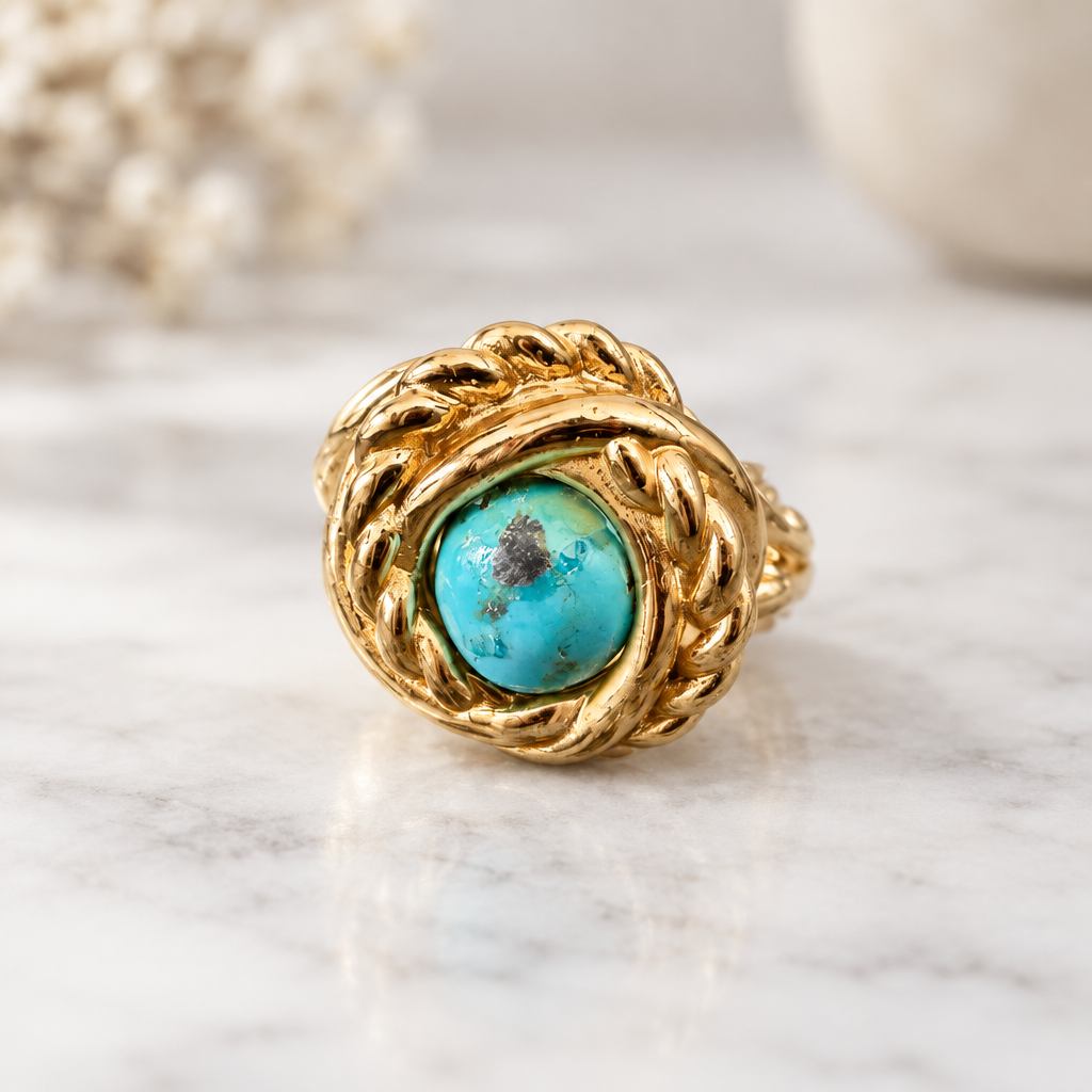 GAS BIJOUX - BAGUE ATIK DORÉE - TURQUOISE - TAILLE 3