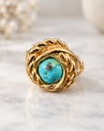 GAS BIJOUX - BAGUE ATIK DORÉE - TURQUOISE - TAILLE 3