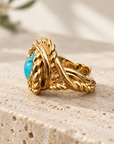 GAS BIJOUX - BAGUE ATIK DORÉE - TURQUOISE - TAILLE 3