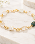 GAS BIJOUX - COLLIER RAINBOW DORÉE PETIT MODELE - CRISTAL DE ROCHE - VESSONITE - PERLE RESINE NACRÉE