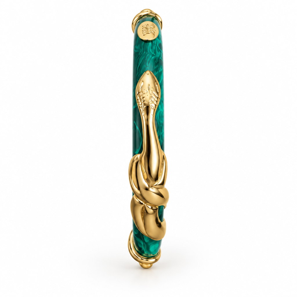 GAS BIJOUX - BRACELET JONC COBRA ACÉTATE VERT MÉTAL DORÉ - TAILLE 1