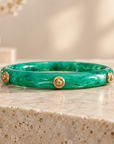 GAS BIJOUX - BRACELET JONC CAFTAN BIS - ACÉTATE VERT - METAL DORÉ