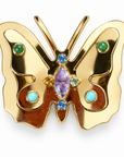 GAS BIJOUX - BROCHE PAPILLON DORÉE AVEC PIERRES ET CRISTAUX